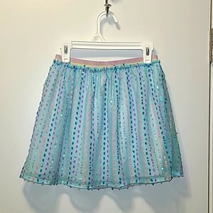 Girls 7 Teal Tulle Skirt with Sequens